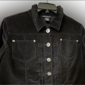 Rafella Cropped Jean Jacket Black Corduroy Size M